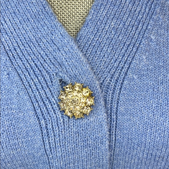 LOFT Blue Cardigan with Rhinestone Buttons - Picture 2 of 8